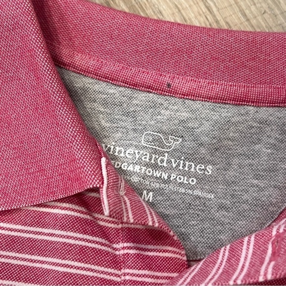 Vineyard Vines Short Sleeve Edgartown Polo Shirt Medium Pink White Striped NWOT - Picture 4 of 4